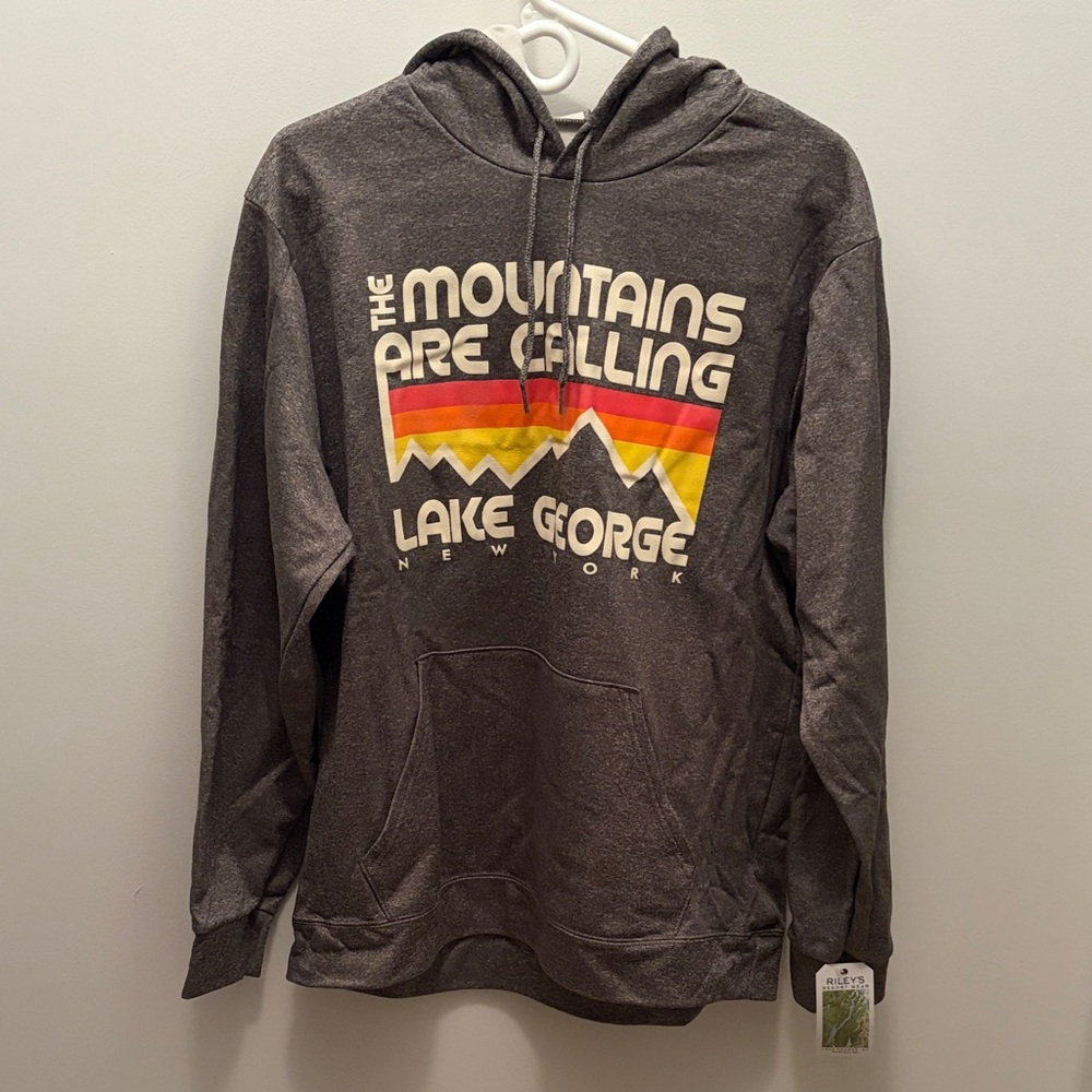 NWT Gray Hoodie Style Sweatshirt with Mountain Design